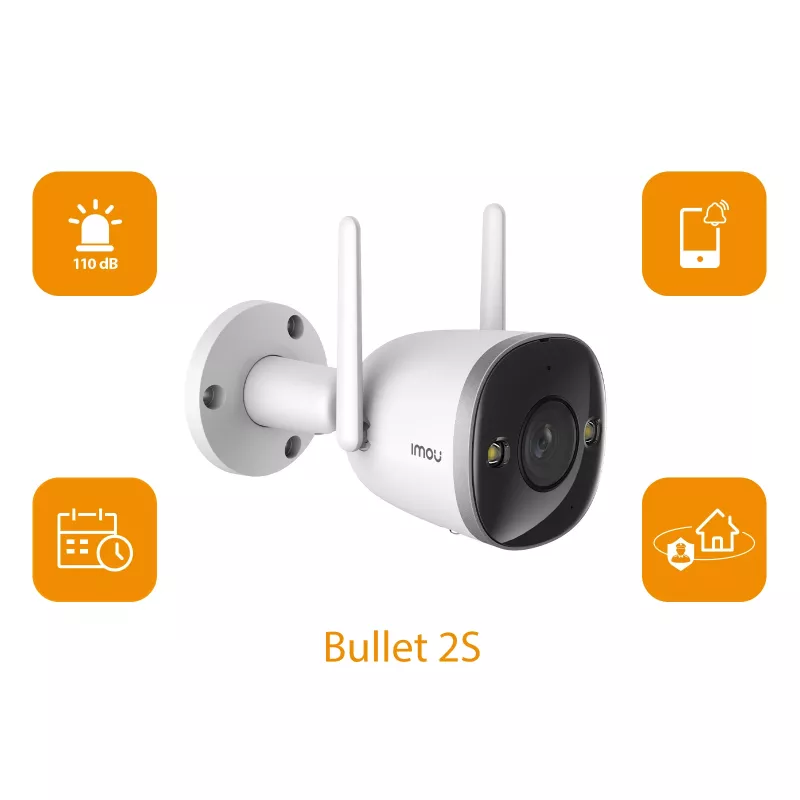 Imou Bullet 2S, IP turvakaamera, Siseruumidesse, Juhtmega ja juhtmevaba, Välisantenn, CE, FCC, Lakke/seinale paigaldatav