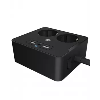 ICY BOX IB-MPS2220B-CH toitepikendus 1,9 m 2 vahelduvvoolu pistikupesa Siseruumides Must