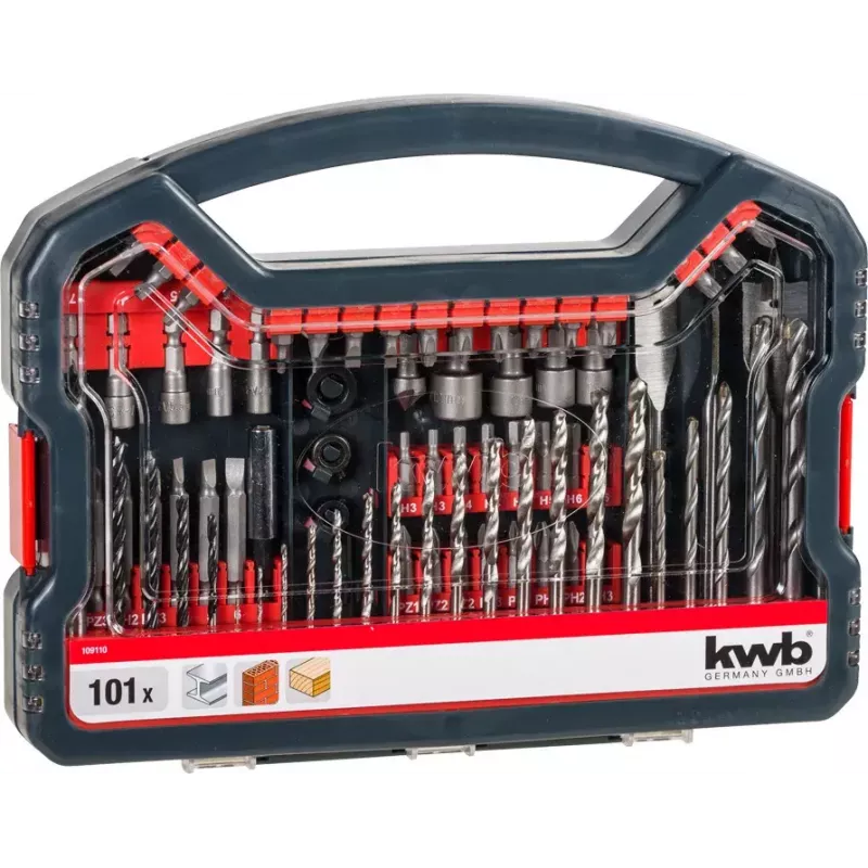 Puurikomplekt KWB Promo Box Standard 101 osa tellise, metalli ja puidu jaoks