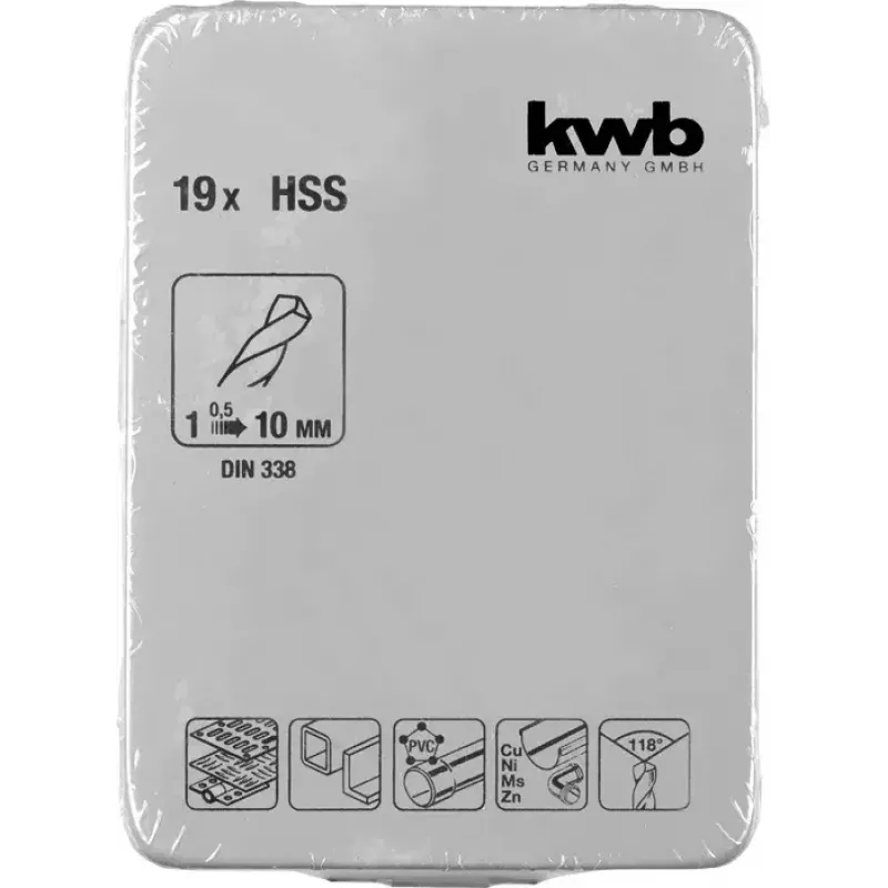 Puuriterade komplekt KWB 421944 19 tk 1,0–10 mm spiraalpuuriterad