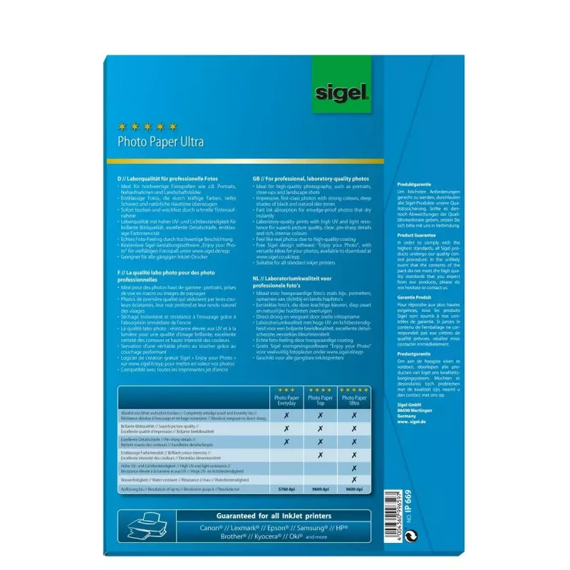 Fotopaber Satiin Sigel InkJet Ultra A4