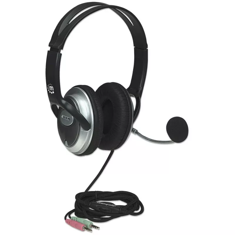 Manhattan Stereo Over-Ear Headset (3.5mm), Microphone Boom (polsterdatud), reguleeritav terasest peakate, juhtme peal helitugevuse juhtimine, kõrvapolstrid, standardne 2x 3,5 mm stereopesa/pistik heli/mikrofoni jaoks, kaabel 2,5 m, 3-aastane garantii