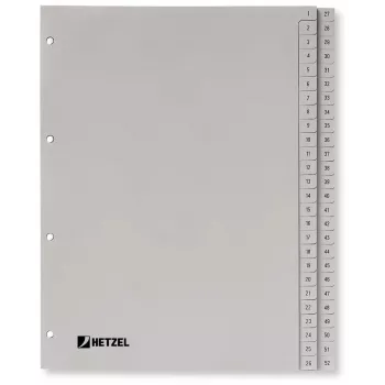 Rexel PP vahelehed, hall, numbriline, Hall, A4, 225 mm, 300 mm, 7 mm, 1 tk