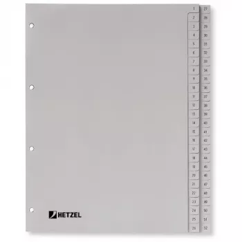Rexel PP vahelehed, hall, numbriline, Hall, A4, 225 mm, 300 mm, 7 mm, 1 tk