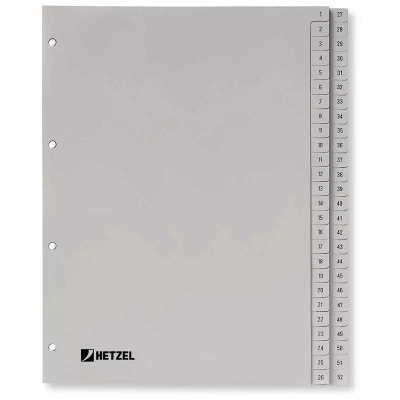 Rexel PP vahelehed, hall, numbriline, Hall, A4, 225 mm, 300 mm, 7 mm, 1 tk