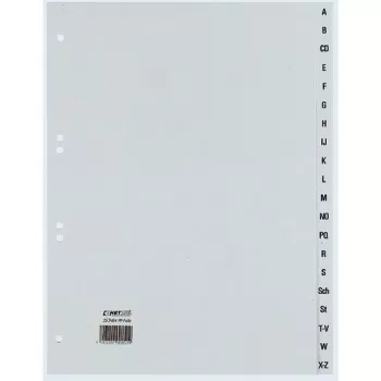 Rexel PP vahelehed, hallid, tähestikulised, Tähestikuline vahelehtede register, Polüpropüleen (PP), Hall, A4+, 246 mm, 297 mm