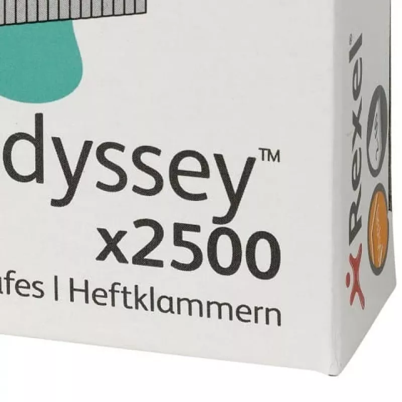 Rexel Odyssey klambrid, pakis 2500 tk, Klambripakk, 2500 klambrit, Teras, Hõbedane, 60 lehte, 130 g