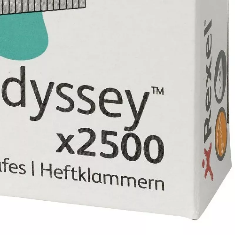 Rexel Odyssey klambrid, pakis 2500 tk, Klambripakk, 2500 klambrit, Teras, Hõbedane, 60 lehte, 130 g
