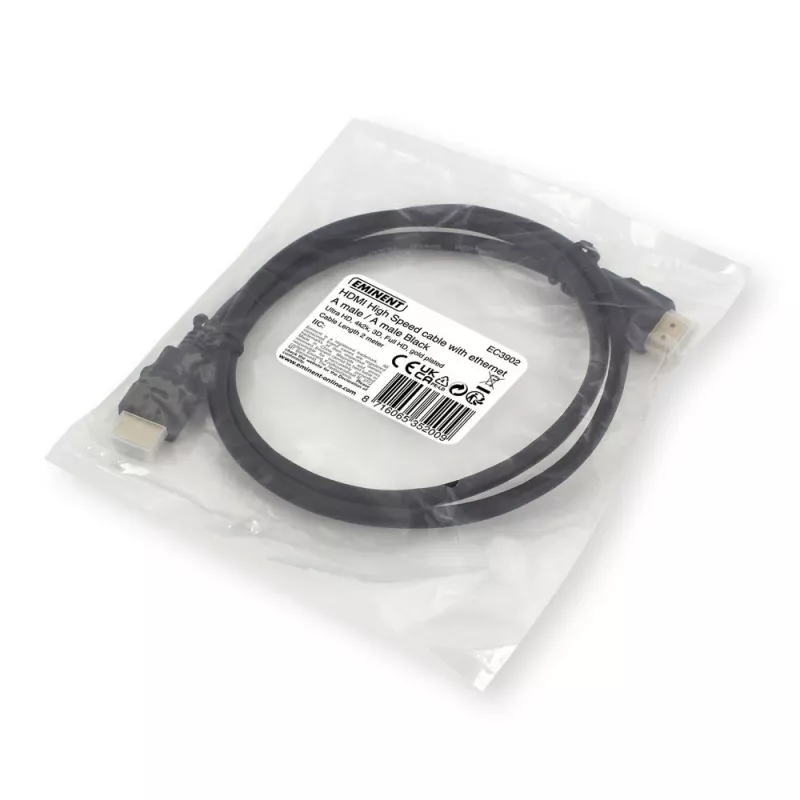 Ewent EC3902 HDMI-kaabel 2 m HDMI Type A (Standard) Must