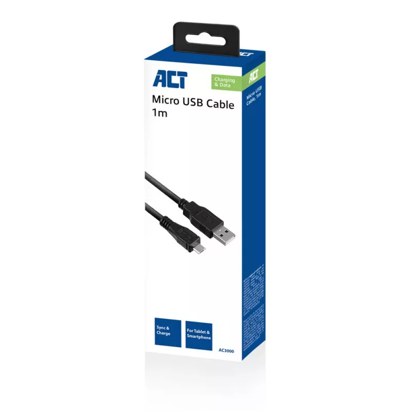 ACT USB 2.0 laadimis-/andmekaabel A-pistik - mikro B-pistik 1 meeter
