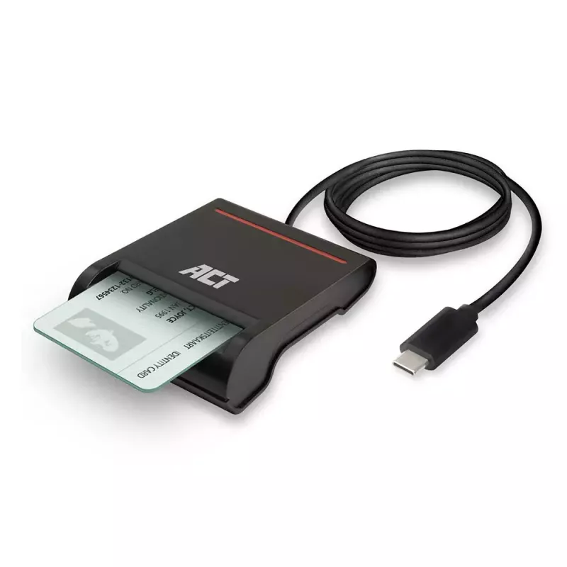 ACT väline USB-C kiipkaardi eID kaardilugeja, must