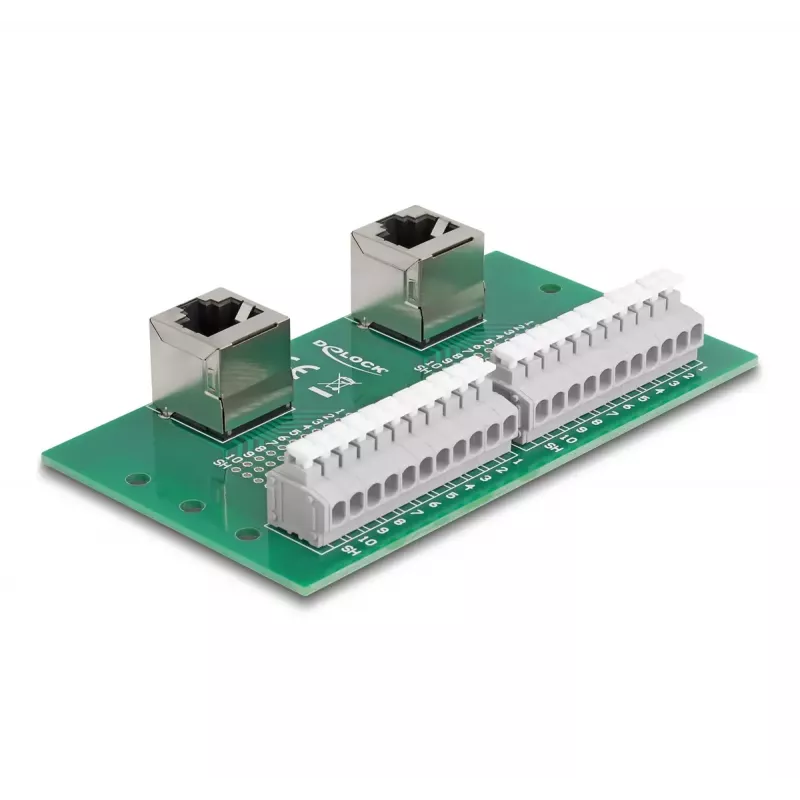 DeLOCK RJ50 2 x emane kuni 2 x klemmiplokk surunupuga DIN-liistule nurga all