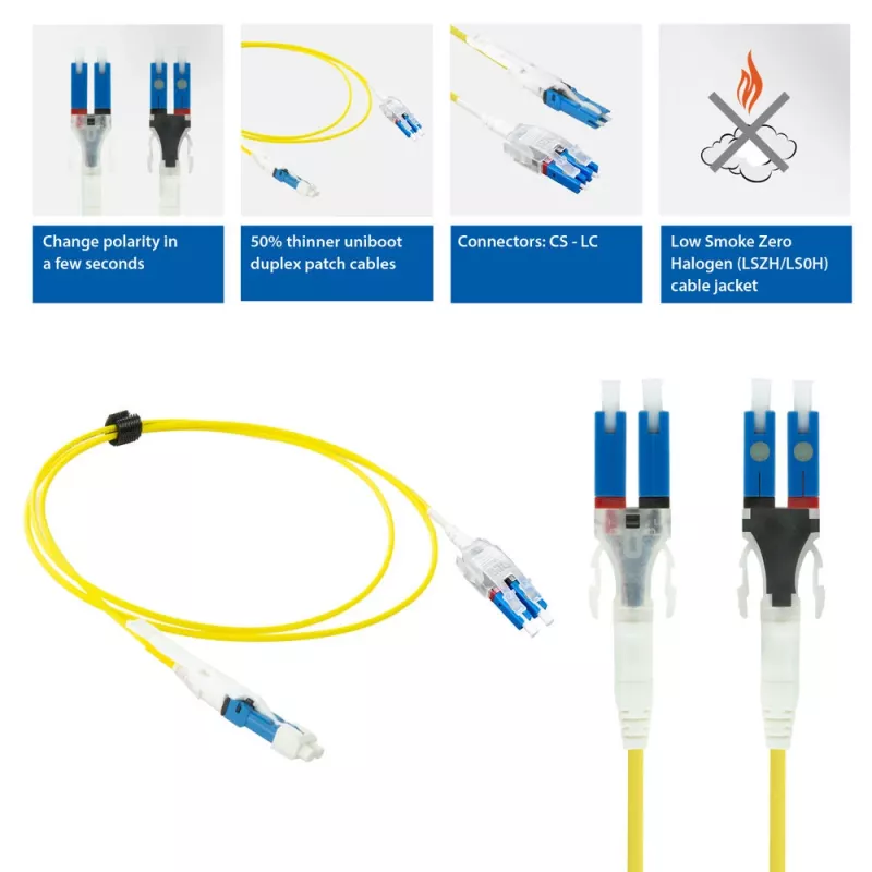 ACT 2 m Singlemode 9/125 OS2 Polarity Twist uniboot duplex fiiberpatchkaabel CS-LC konnektoritega