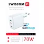 SWISSTEN reisilaadija GaN 70W 2×USB-C kiirlaadija sülearvutitele ja telefonidele