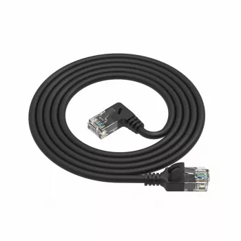 ACT Must 5 m U/UTP CAT6A LSZH õhuke ühenduskaabel, RJ45 pistikutega, 90° nurga all paremale sirgeks