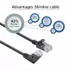 ACT Must 5 m U/UTP CAT6A LSZH õhuke ühenduskaabel, RJ45 pistikutega, 90° nurga all paremale sirgeks