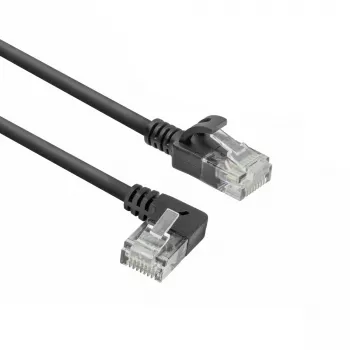 ACT must 0,15 meetrit U/UTP CAT6A LSZH õhuke harukaabel RJ45-pistikutega 90° nurga all vasakult otsele