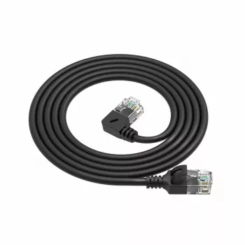 ACT Must 0,25 m U/UTP CAT6A LSZH õhuke võrgukaabel, RJ45-pistikutega, 90° vasakule nurga all otseks