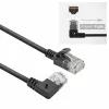 ACT Must 0,15 meetrit U/UTP CAT6A LSZH õhuke ühenduskaabel RJ45-pistikuga 90° nurga all paremalt otse