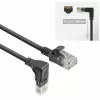 ACT Must 0,5 m U/UTP CAT6A LSZH õhuke ühenduskaabel RJ45 pistikutega, 90° alla nurga all sirgele