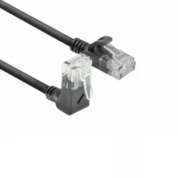 ACT must 0,5 meetrit U/UTP CAT6A LSZH Slimline patch-kaabel, RJ45 konnektorid 90° nurgaga üles ja sirge