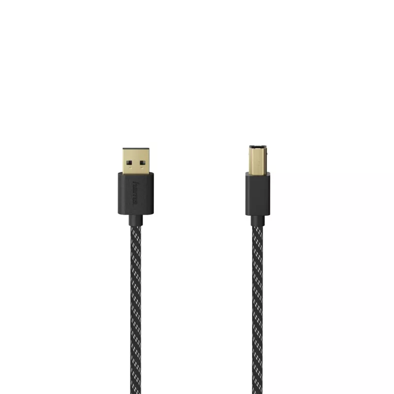Hama 00201001 USB-kaabel USB 2.0 1,5 m USB A USB B Must, Hõbedane