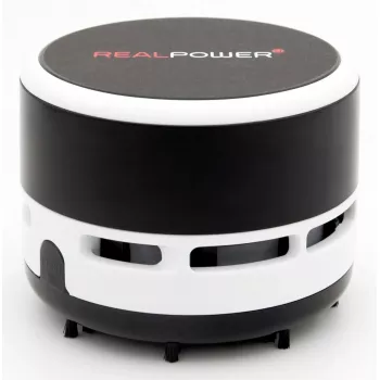 Käeshoitav tolmuimeja RealPower Mini Hoover-1 — Akutoitel, Kuivpuhastus, Kogumiskotita, AA patareid, 90 min tööaeg, Must/Valge