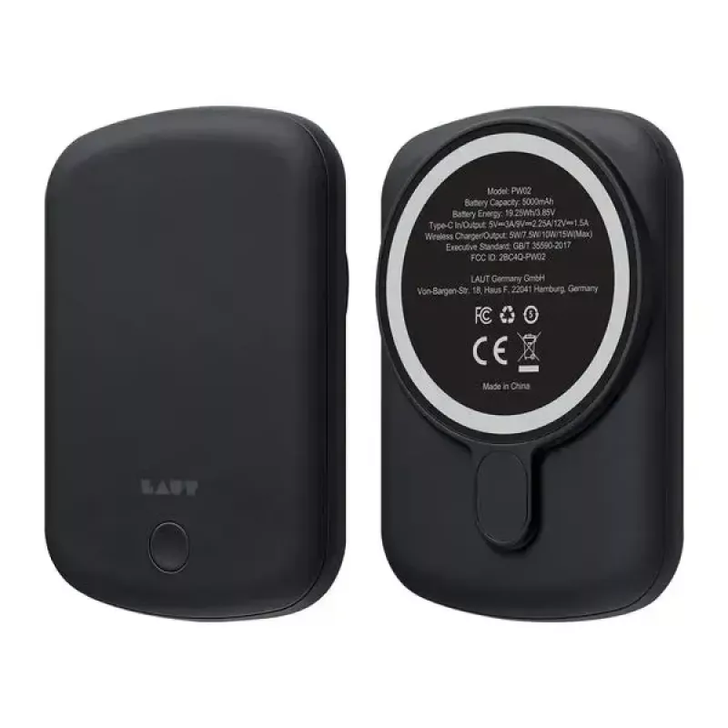 Akupank LAUT PW02 5000 mAh juhtmevaba laadimine must