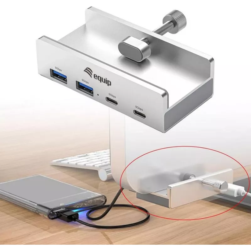 Equip 128967 liidesejaotur USB 3.2 Gen 1 (3.1 Gen 1) Type-A 5000 Mbit/s Alumiinium