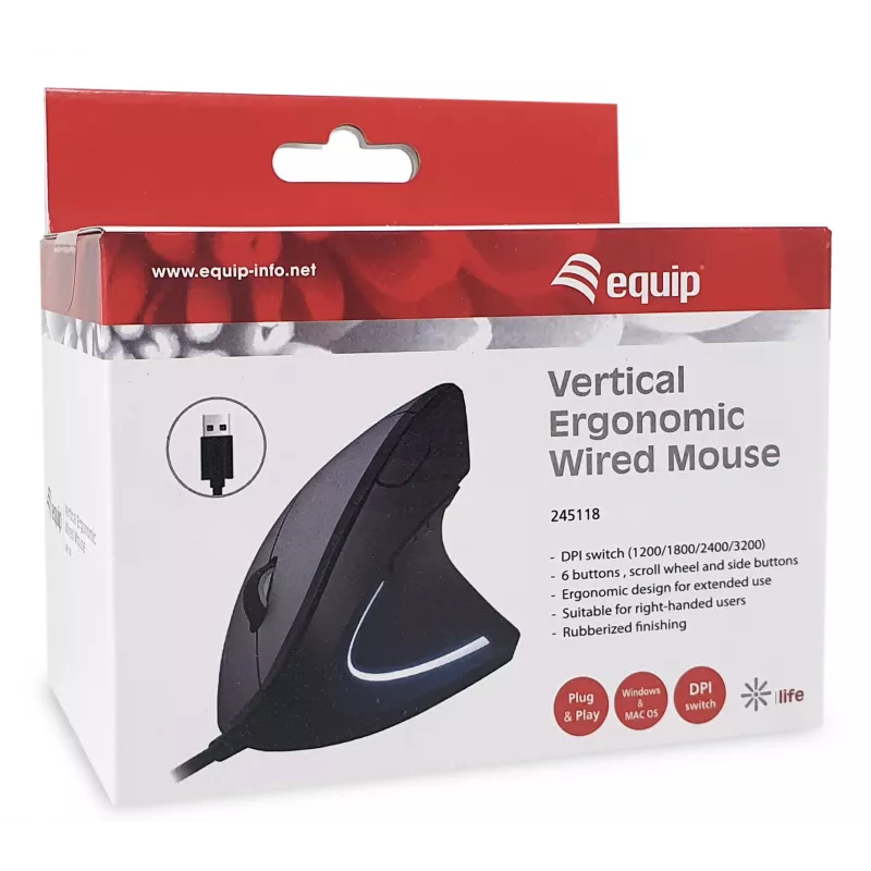 Equip 245118 hiir Universaalne Paremakäeline USB Type-A Optiline 3200 DPI