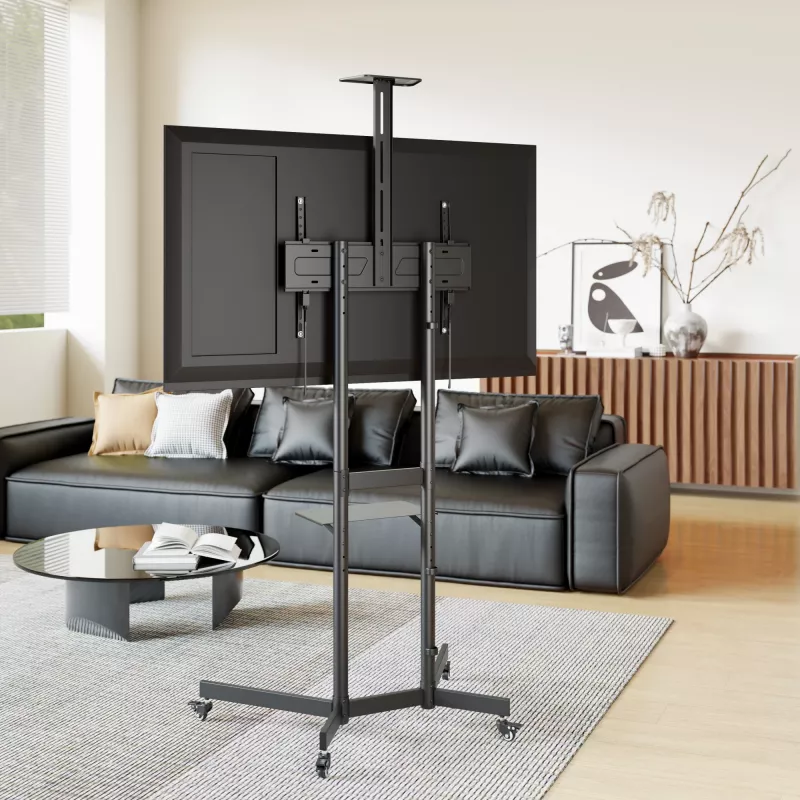 TV-käru EQUIP 37 tolli – 70 tolli Economy 37–70-tollistele ekraanidele, 70 kg kandevõime, VESA 100x100–600x400, kõrgus 1337–1430 mm, kalle -10°–5°, must