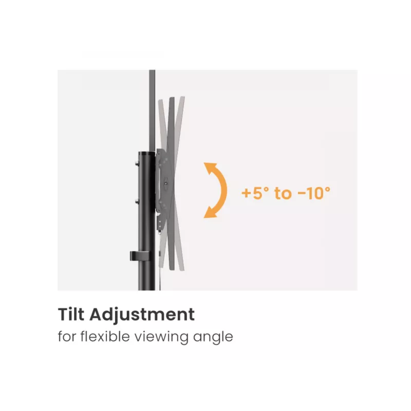 TV-käru EQUIP 37 tolli – 70 tolli Economy 37–70-tollistele ekraanidele, 70 kg kandevõime, VESA 100x100–600x400, kõrgus 1337–1430 mm, kalle -10°–5°, must