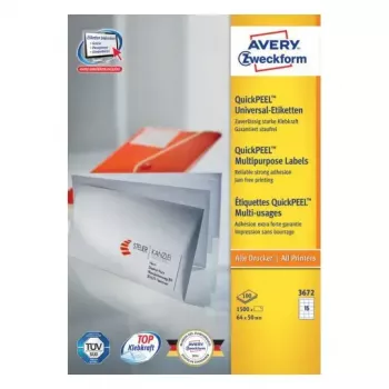 Isekleepuvad ristkülikukujulised sildid Avery Zweckform 3672 — valge, püsiliimiga