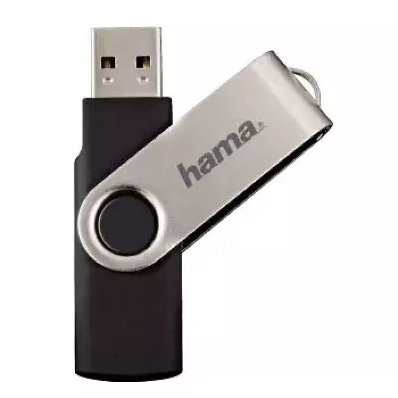 Hama 8GB Rotate USB-mälupulk USB Type-A 2.0 Must, Hõbedane