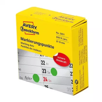 Avery 3851 isekleepuv silt, ümmargune, püsiliimiga, roheline, 800 tk