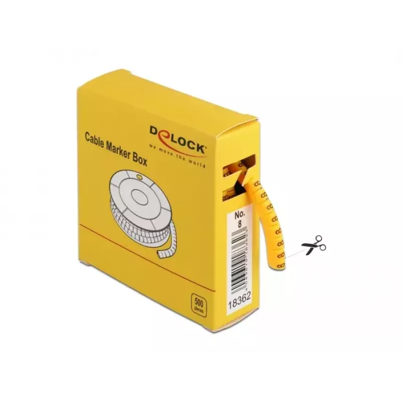 Kaablimarker DeLOCK 18362 kollane 500 tk