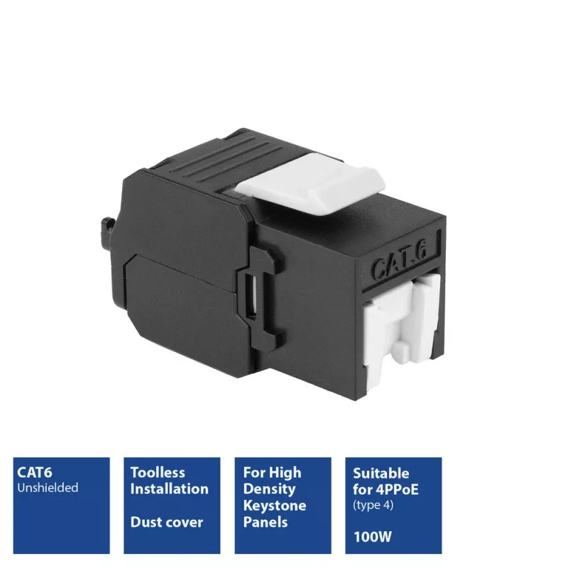 ACT Keystone Jack RJ45 CAT6 Unshielded toolless with shutter, must