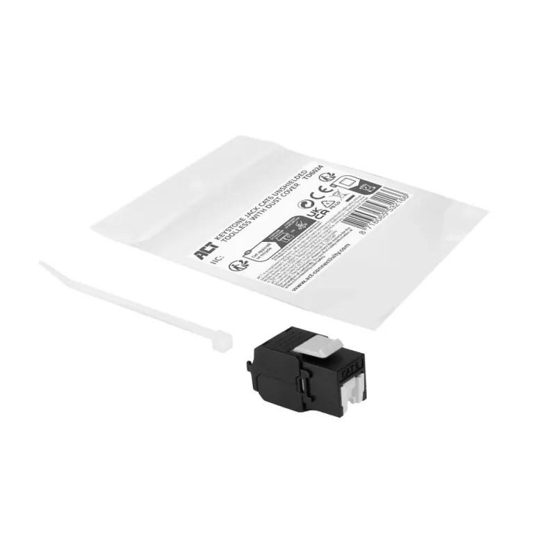 ACT Keystone Jack RJ45 CAT6 Unshielded toolless with shutter, must
