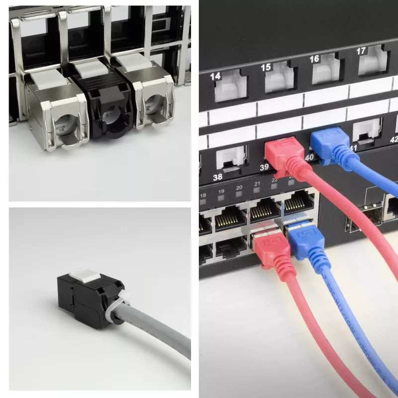 ACT Keystone Jack RJ45 CAT6 Unshielded toolless with shutter, must