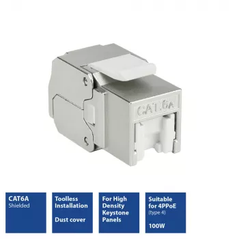 ACT Keystone Jack RJ45 CAT6A varjestatud tööriistavaba, tolmukaitsega