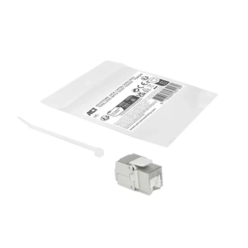 ACT Keystone Jack RJ45 CAT6A varjestatud tööriistavaba, tolmukaitsega