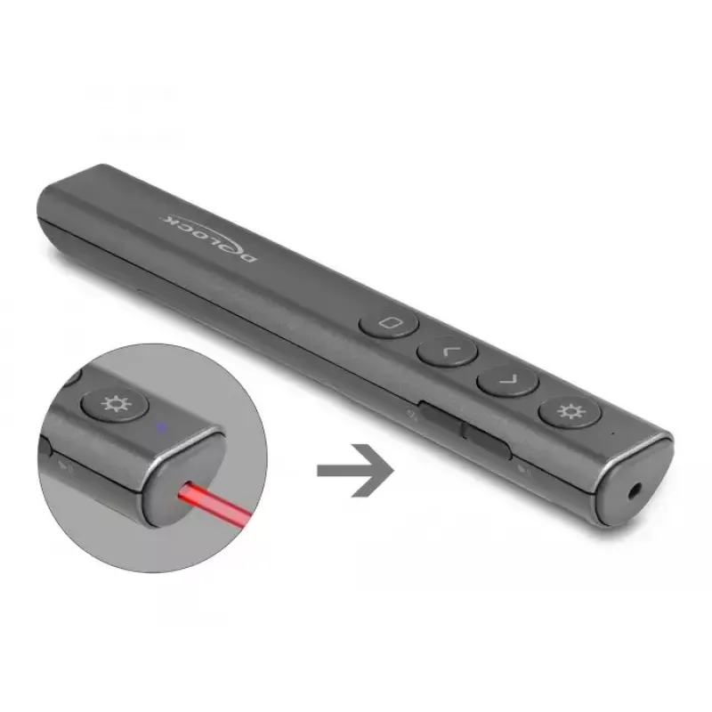 DeLOCK USB-laseresitleja juhtmeta USB RF kaugjuhtimispult punase laserosutiga