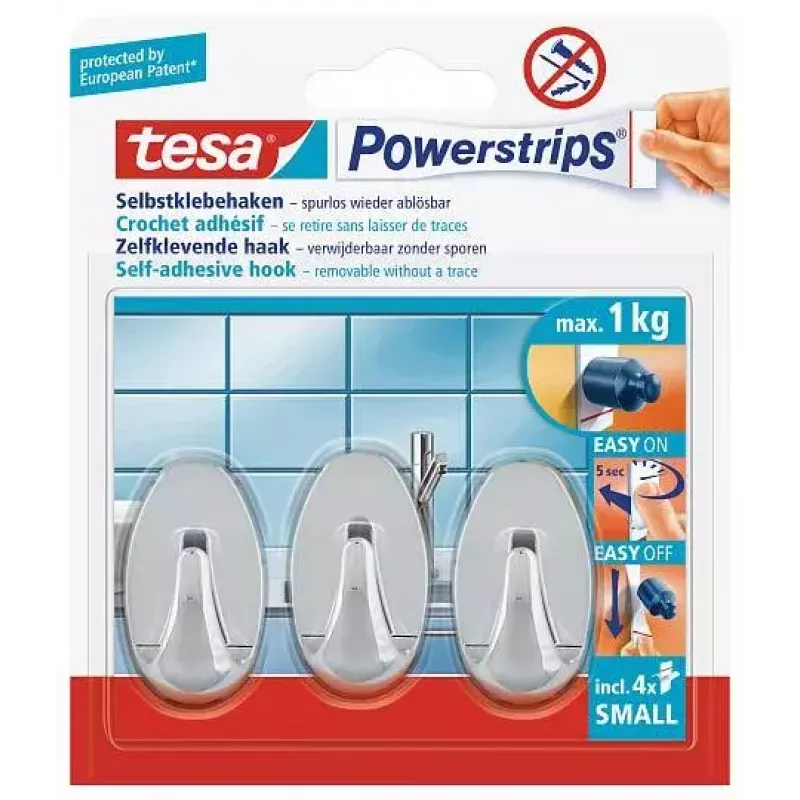 Käterätikonks TESA 57543-00012 siseruumidesse, kroom, 3 tk