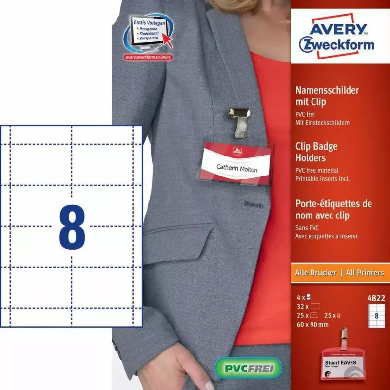 Liimivaba silt AVERY 4822 Läbipaistev Valge Ristkülik 32 tk