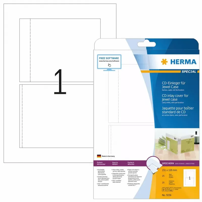 CD-vahelehe kaart HERMA 151x118 mm
