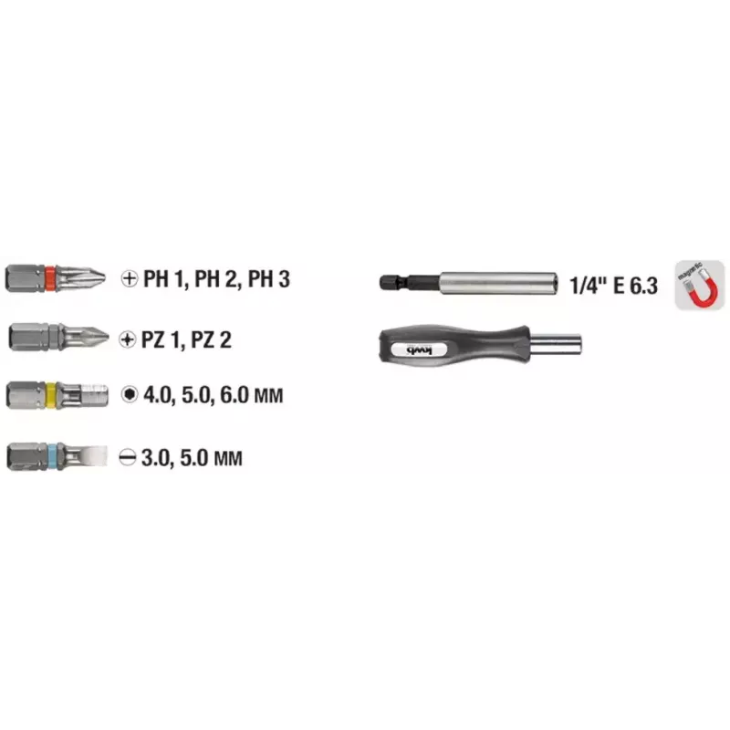 Kruvikeeramisotsakute komplekt KWB Industrial Steel Standard Handy Bit Box