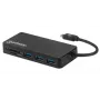 Manhattan USB-C dokk/jaotur kaardilugejaga, pordid (x3): USB-A (x3), 5 Gbps (USB 3.2 Gen1 ehk USB 3.0), välist toiteallikat pole vaja, universaalne kõigile seadmetele, SuperSpeed USB, must, kolmeaastane garantii
