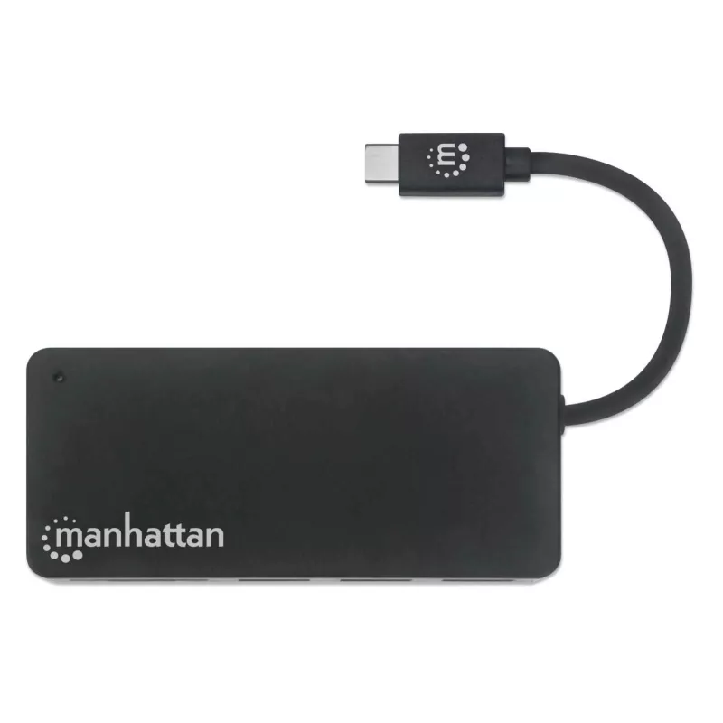 Manhattan USB-C dokk/jaotur kaardilugejaga, pordid (x3): USB-A (x3), 5 Gbps (USB 3.2 Gen1 ehk USB 3.0), välist toiteallikat pole vaja, universaalne kõigile seadmetele, SuperSpeed USB, must, kolmeaastane garantii