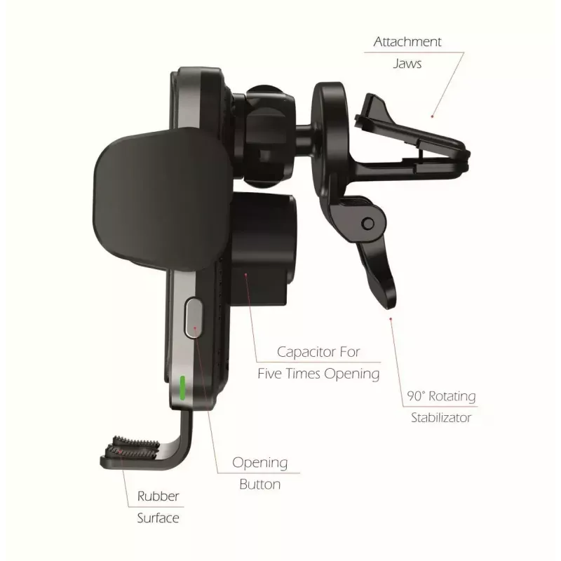 Auto juhtmevaba laadija ja hoidik SWISSTEN W2-AV5, 15 W Qi laadimine, Micro USB kaabel 1,2 m