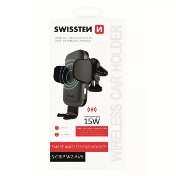 Auto juhtmevaba laadija ja hoidik SWISSTEN W2-AV5, 15 W Qi laadimine, Micro USB kaabel 1,2 m